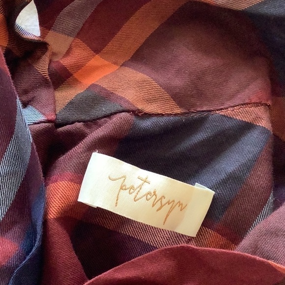 Petersyn Women’s Blouse Size XS Plaid Checkered Mock Neck Shirt Popover Mockneck - Picture 4 of 9